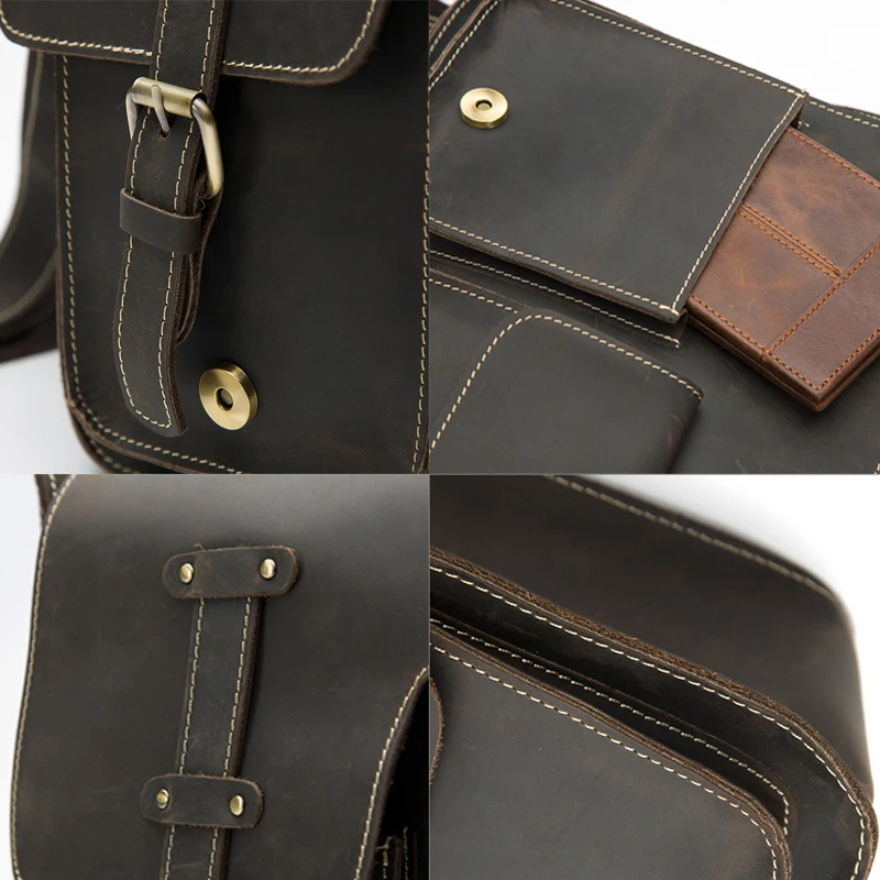  WESTAL Men's Bags Genuine Leather Men's Shoulder Bag Male Crazy Horse Vintage Crossbody Bags for Me - 32857047991