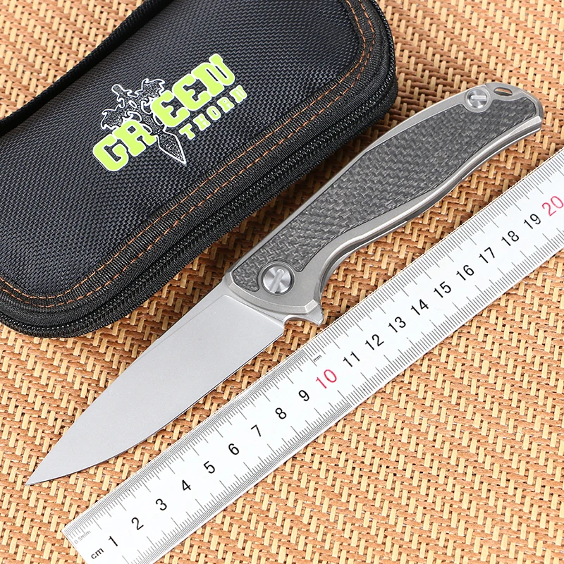 Green Thorn F95 Folding Knife D2 Steel Tc4 Titanium Alloy + Carbon
