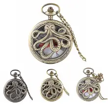 Винтажные кварцевые карманные часы для мужчин Осьминог выдалбливают Half Hunter карманные часы с кулон ожерелье подарки для друзей reloj