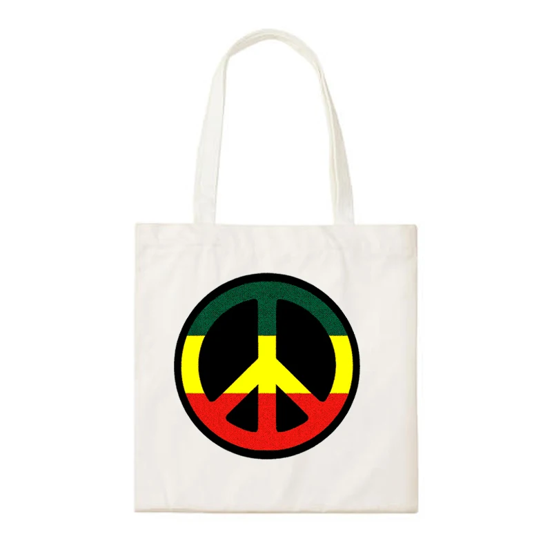 Сумка для покупок из парусины с логотипом regae rastafari zion lion принтом love and peace школьные