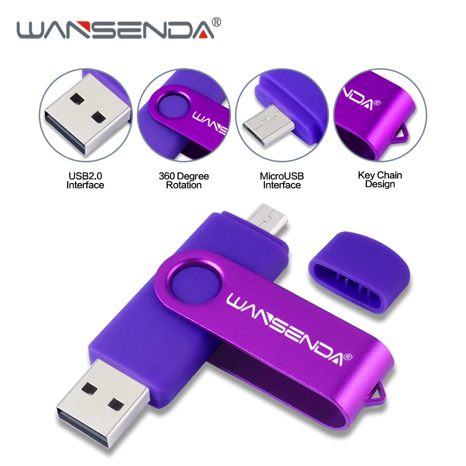 WANSENDA OTG USB флеш накопитель 8 ГБ 16 32 64 128 ГБ|USB флэш-накопители| |