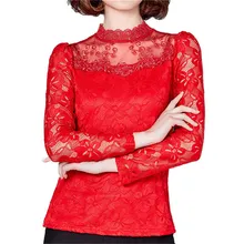  5XL Spring Summer Women Lace Blouse Shirt 2020 Sexy Long Sleeve Black White Shirt Korean Lady Office Tops Plus Size 