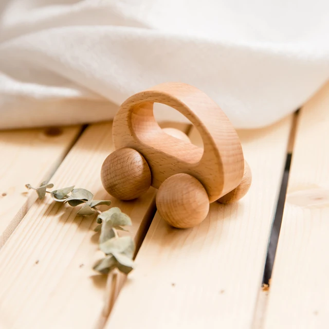 1pcs Baby Toys Wooden Car Beech Wooden Blocks Educational Montessori Toys For Kid Teething Baby Teethers Childern Birthday Gift 2