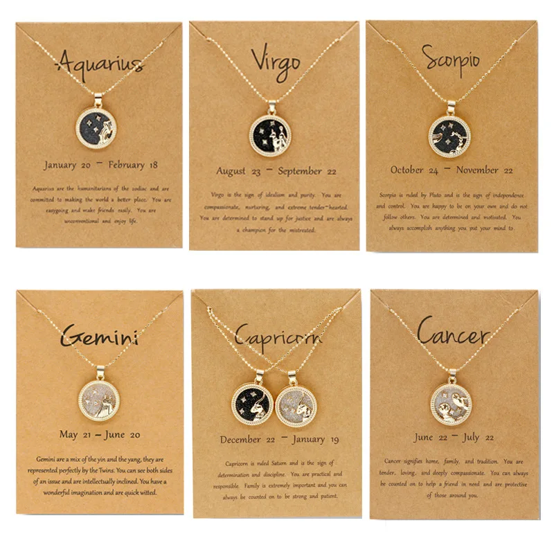 

New Necklace 2020 Coin Clavicle Chain Sweater Chain Day and Night Twelve Constellation Necklace Couple Necklace For Women Gift
