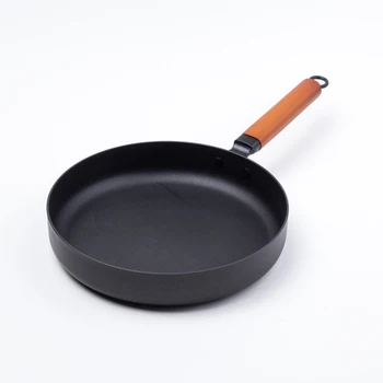 

Ancient pharaoh iron pan household mini frying non-stick cast iron pan multi-function wok Pizza Panckae Pans Wooden Flat Bottom