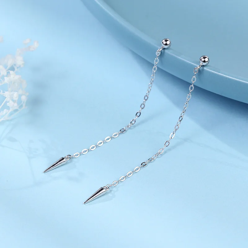 

Sterling 925 Silver Linear Long Stud Earrings Simple Wild Korea Style Earrings for Women 925 Silver Jewelry Charm Girls Gifts