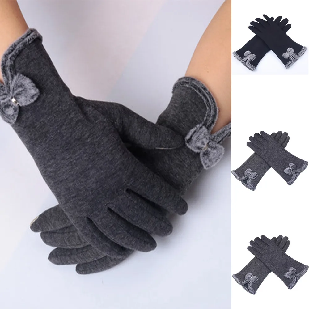Осень зима новые женские модные пушистые зимние теплые перчатки на полный палец для рук лыжные ветрозащитные перчатки теплые перчатки# O14