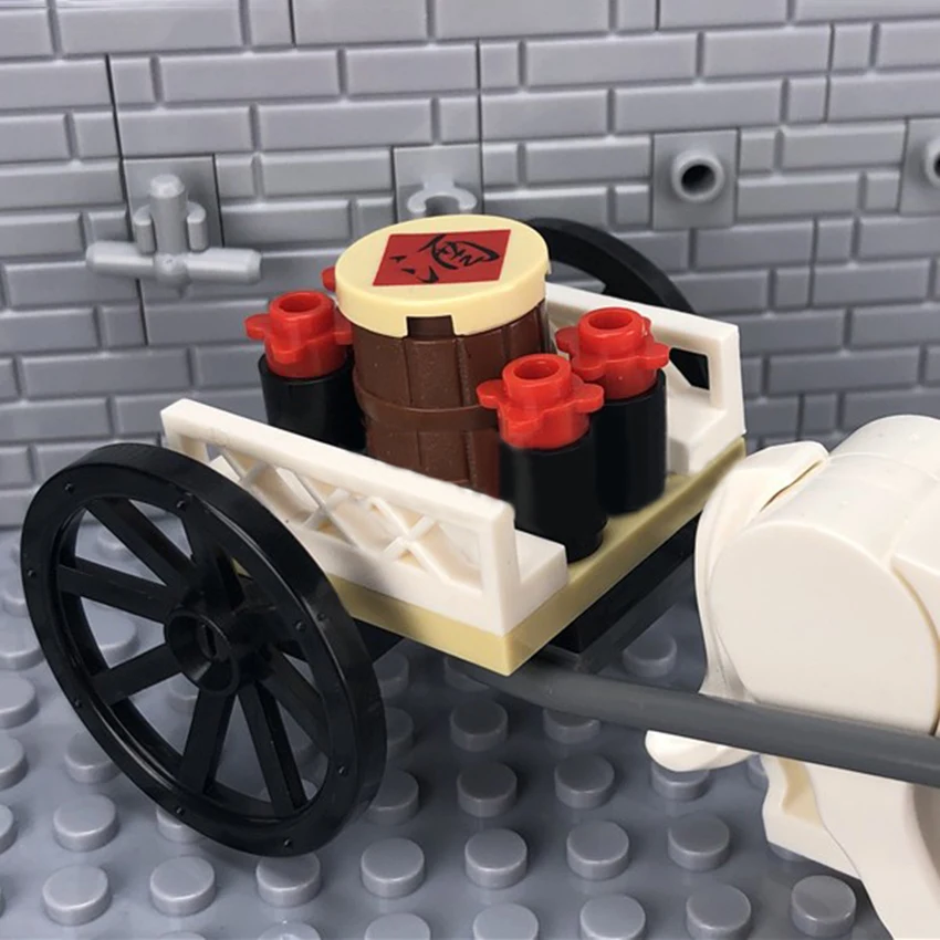 Compatible with Legoings Wine cart White Horse Animal Car Building Blocks MOC City Street Accessories Bricks Kits DIY Toys Gifts (3)