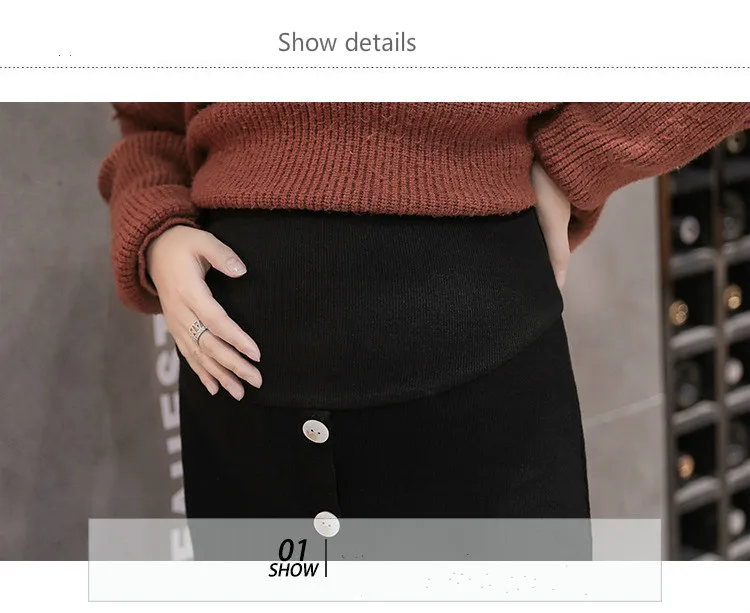 Maternity Skirts Autumn and Winter Belly Support Knitted Skirt Pregnant Women Skirt High Waisted Pregnancy Skirts JOYRAY.B