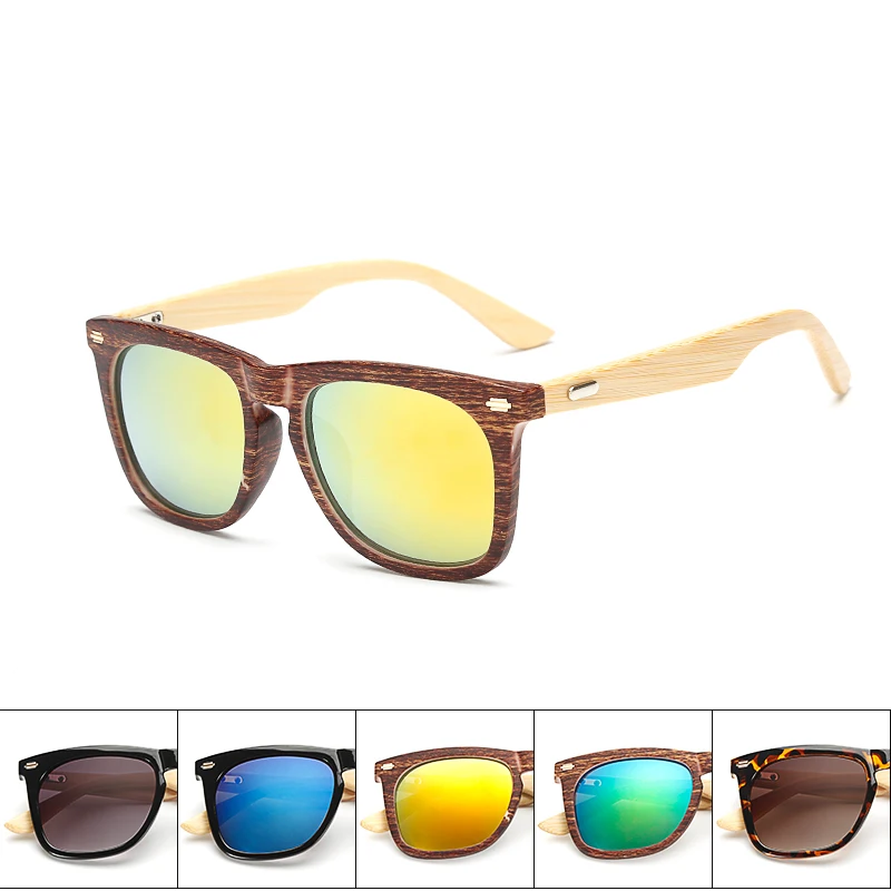 

2019 New Mens Sunglasses Mirror Lens Bamboo Sun Glasses For Women Brand Design Colorful Shades Handmade Bambu Sunglasses 1516KP