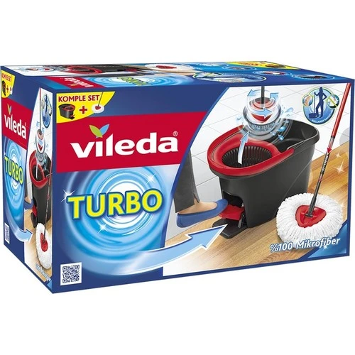 Vileda Turbo - Pedal Cleaning Set-Telescopic Exactable Handle-Washable  Mop-Water Won't Splash-Perfect for