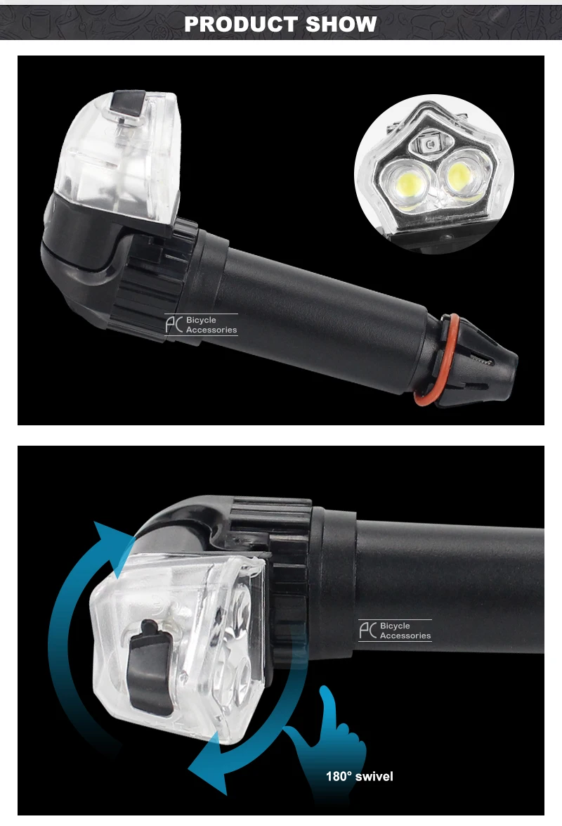 Best LEADBIKE Bicycle Handlebar Led Lights Bike Handlebar End Plug LED Light Grips Safe Flashlight Cycling Waterproof Warning Lamp 1