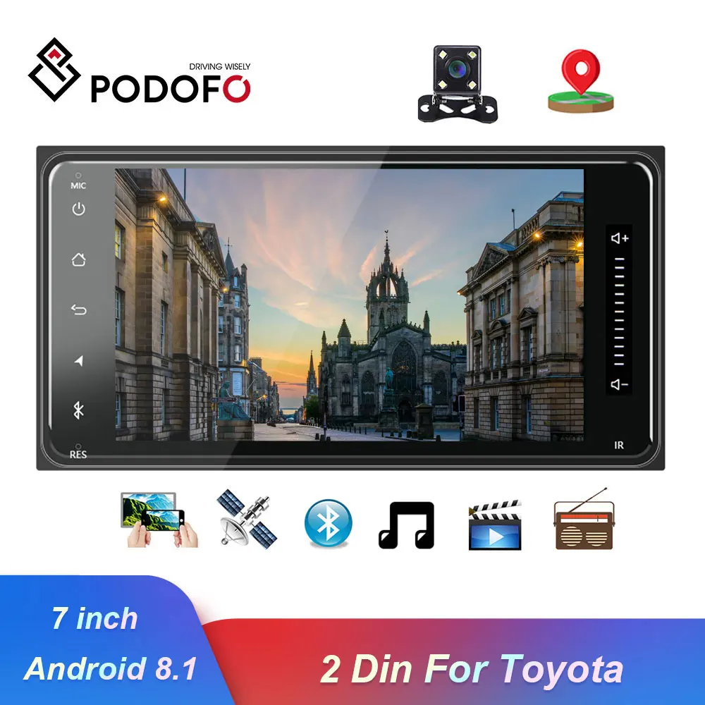 

Podofo 2 Din Android 8.1 Car Multimedia Player Car Radio Player Stereo 7'' GPS Auto Audio Radio Double din Autoradio For Toyota