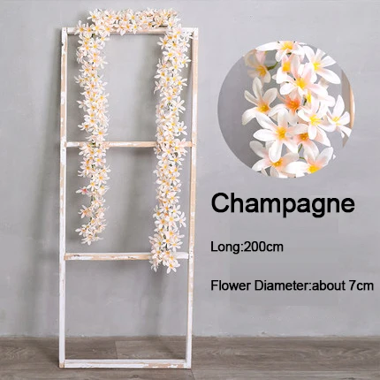 champagne Xuanxiaotong 200 см Искусственный цветок глицинии лоза шелковая Гортензия ротанга Свадьба День Рождения Вечеринка украшения стены фон цветы - Цвет: champagne