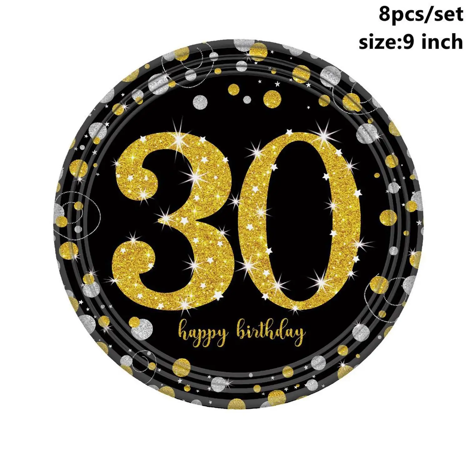 Taoup 21 30 40 50 60 Happy День рождения украшения для взрослых 21th 30th 40th 50th 60th День рождения поставки вечерние посуда - Цвет: 30th 9inch Plate