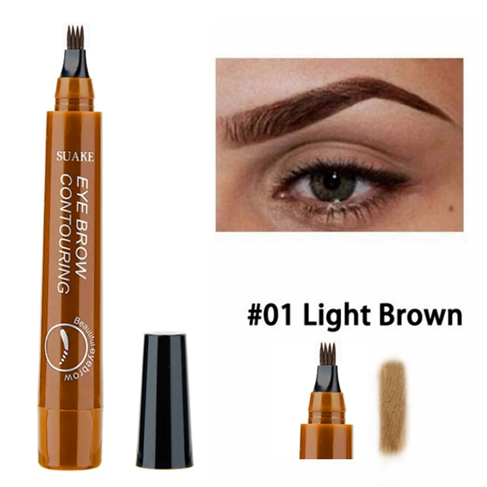 Microblading Eyebrow Pen Waterproof Fork Tip Eyebrow Tattoo Pencil Long Lasting Professional Fine Sketch Liquid Eye Brow Pencil - Цвет: Light brown