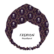 

2021 Women Summer Bandanas Headbands Skull and Flowers Print HairBand Cross Turban Headband Hair Scrunchies Hair Accessories