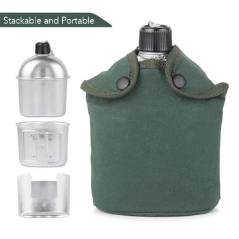 

3pcs Camping Cookware Set Ultra-light Aluminum Alloy Military Canteen Cup Wood Stove Cover Bag Camping Hiking Backpacking