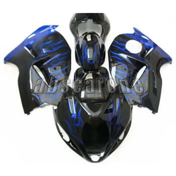 

Full Fairings For Suzuki GSXR1300 Hayabusa 1997 - 2007 98 99 00 01 02 03 04 05 06 ABS Injection Cowlings Black With Blue Flames