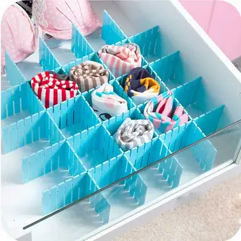 

4pcs/Set Plastic DIY Grid Drawer Adjustable Separator Divider Household Necessities Storage Organizer sock box
