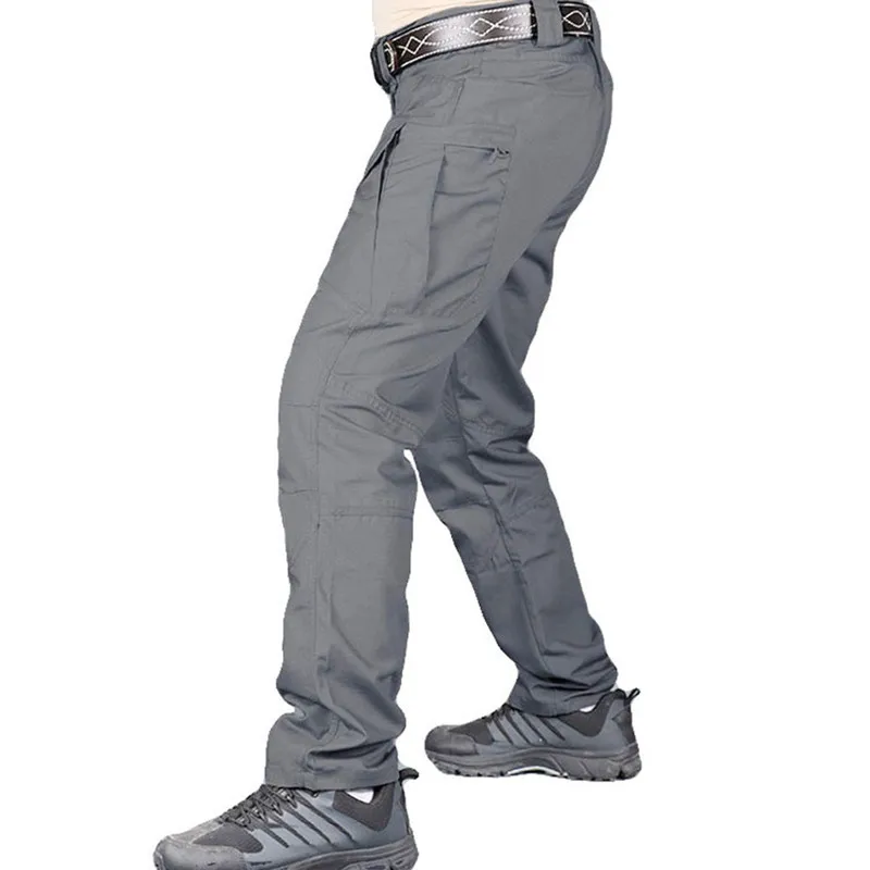 Мужские городские тактические брюки с несколькими карманами, брюки-карго, военные хлопковые брюки, армейские повседневные брюки размера плюс 4XL 5XL - Цвет: Gray 1012