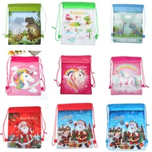 1 шт. сумка на шнурке для рождественских праздников/динозавров/единорогов, сумки на шнурках для детей, Мультяшные сумки, праздничная упаковка для хранения конфет