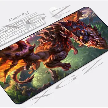 

XGZ Anime Fantasy Fire Dinosaur Custom Large Computer Desk Mat Speed Exquisite Black Lock Edge Mouse Keyboard Pad Slip Xxl