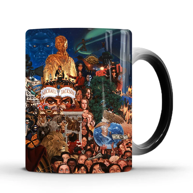 1Pcs New 350ml Creative Michael Jackson Color Changing Mug Ceramic Coffee Milk Tea Cup Gifts for Children Friends and Lovers