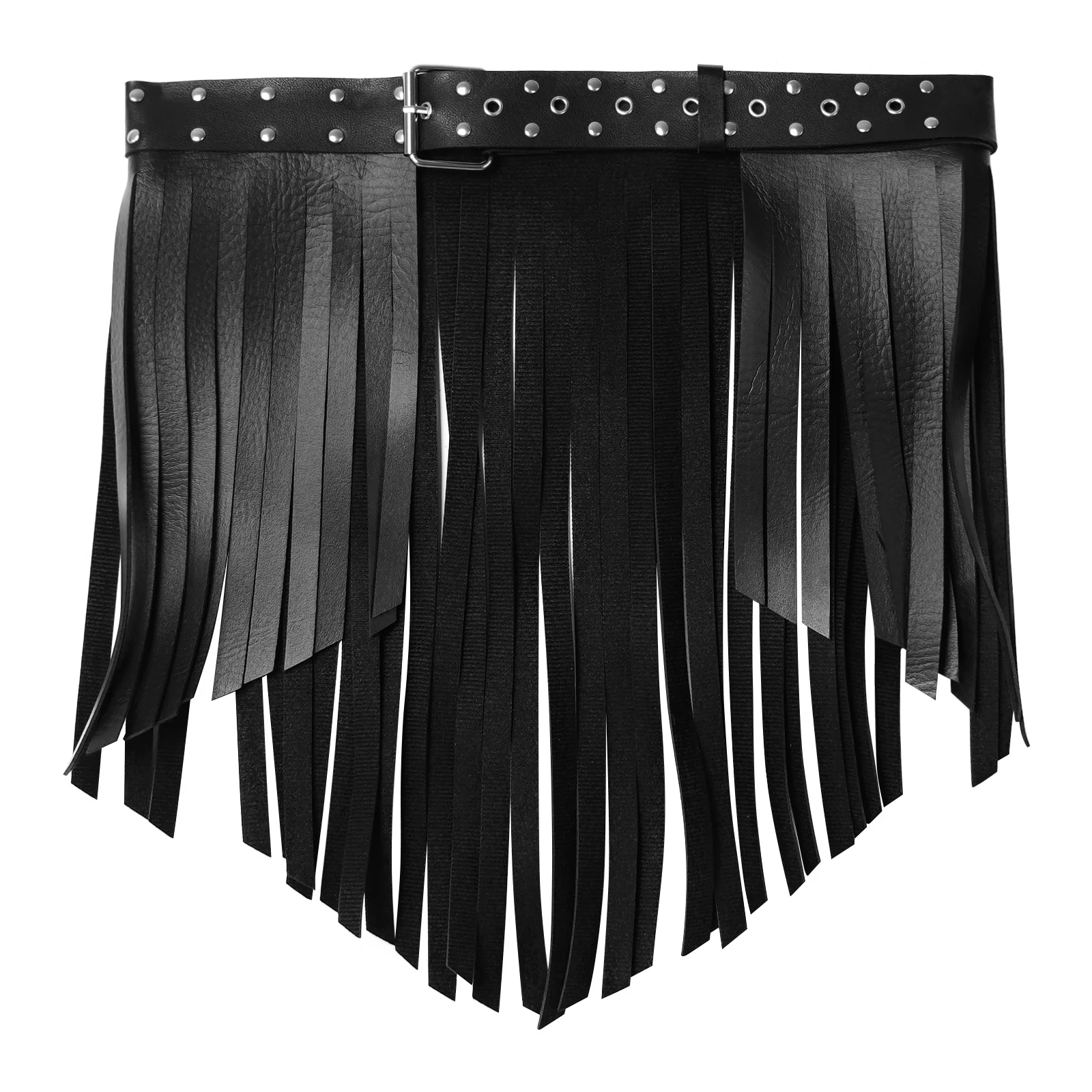 Sexy Leather Tassel Skirt Harness Punk Waist Belt Peplum Cinch Belt Women Goth Belt Bondage Erotic Lingerie Body Suspender Belt