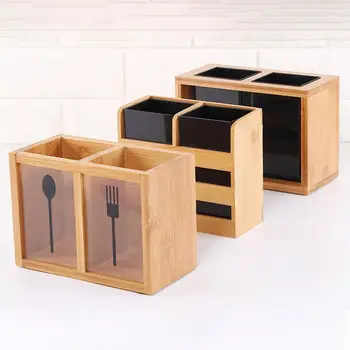 

Multifunctional Bamboo Chopsticks Storage Box Drain Chopsticks Stand Chopsticks Cutlery Partition Storage Box