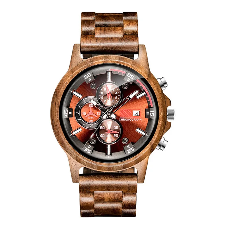 

Kun Huang Wooden Watch Men erkek kol saati Luxury Stylish Wood Wristwatch for men Chronograph Military Quartz Watches Mens