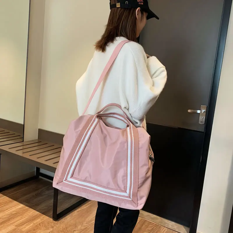 Женская модная большая дорожная сумка, водонепроницаемая нейлоновая спортивная сумка, Большая вместительная сумка на плечо, розовые сумки на выходные для девочек, багажные сумки