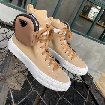 

Luxury brand P home 2020 new couple men and women high top canvas lace-up casual shoes designer vulcanized shoes