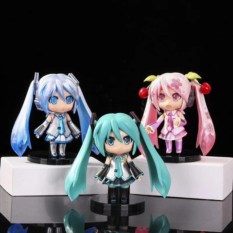 3 шт. 10 см Q Posket Hatsune Miku / Snow Sakura Qposket PVC Фигурки игрушки куклы модель|Игровые фигурки
