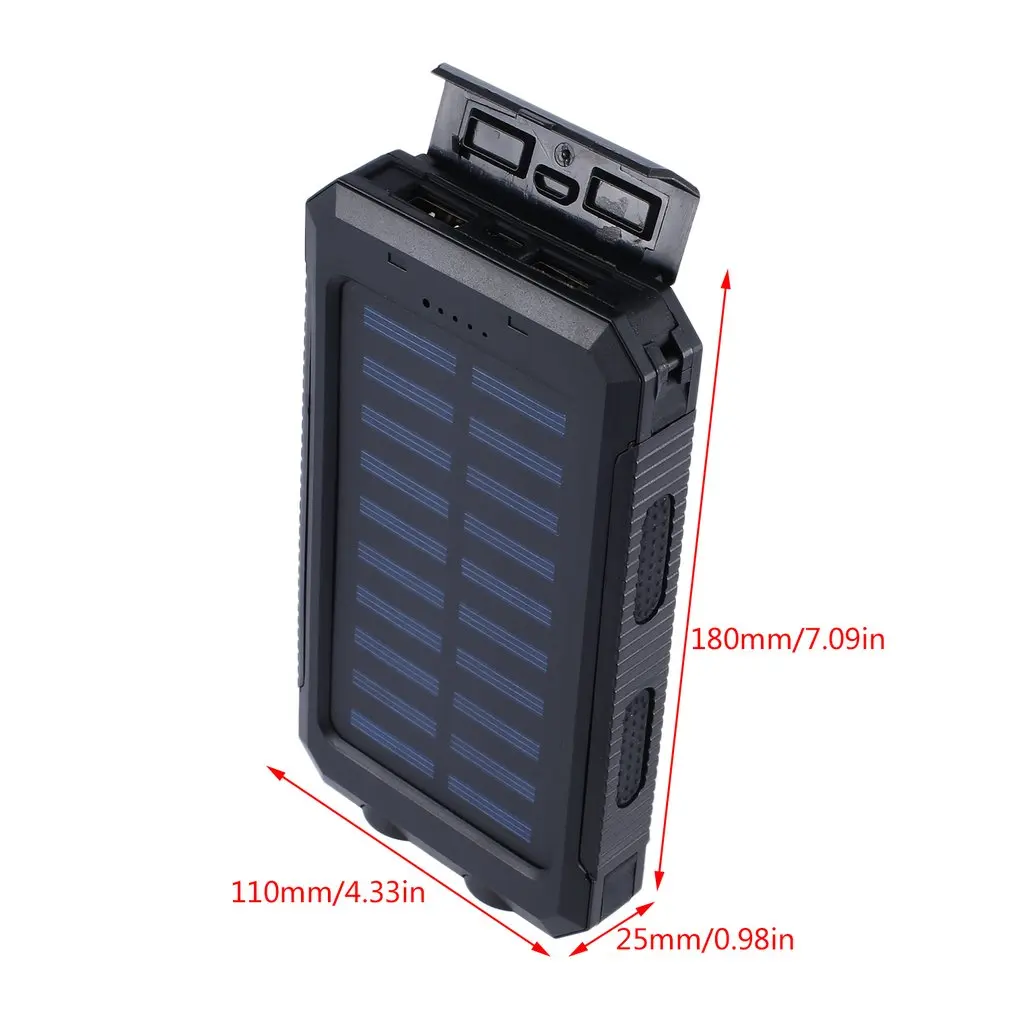 Самодельный чехол на солнечной батарее с 2 usb-портами, Внешнее зарядное устройство, чехол на внешнюю батарею для экстренных ситуаций, походов, путешествий с компасом