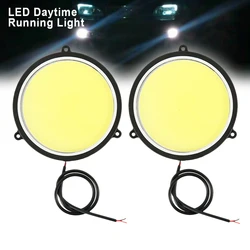 2 pçs de alta potência cob led daytime running luz drl branco redondo led carro nevoeiro luzes condução da lâmpada 12v luzes do carro