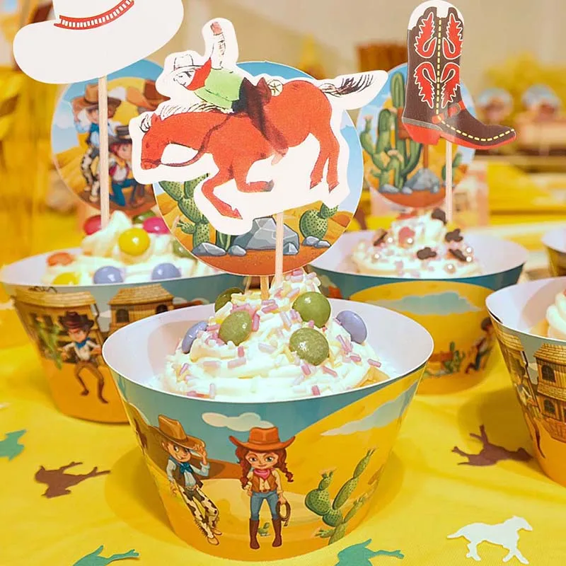 48 шт./компл. лошадь Ccowboy вставка для торта Cardscake топперы Фрукты зубочистка для детей день рождения милые украшения торта