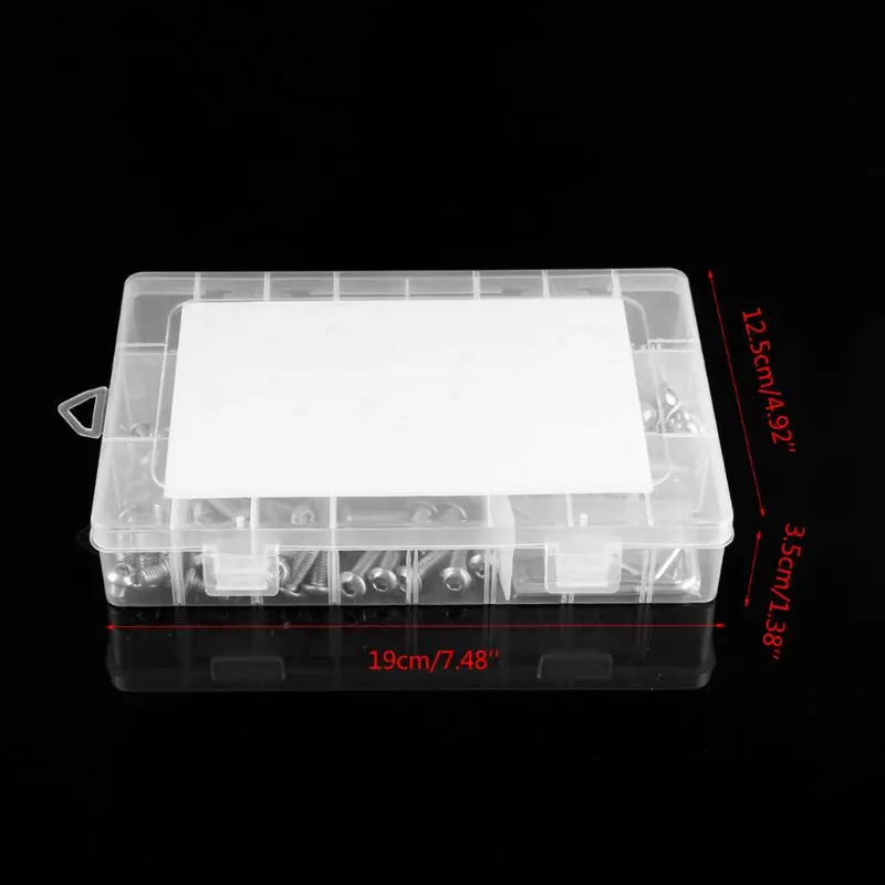 

625pcs/Box Hex Socket Screws Bolts Nut Gasket Set M2-M6 Stainless Steel Fastener C63B