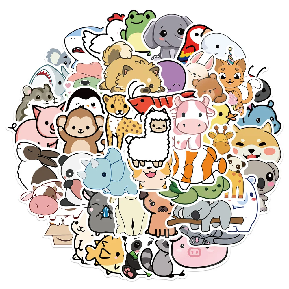 10/30/50PCS Cartoon Natural Animal Collection Waterproof Sticker Trunk Refrigerator Car iPad Stationery Box Decoration Wholesale