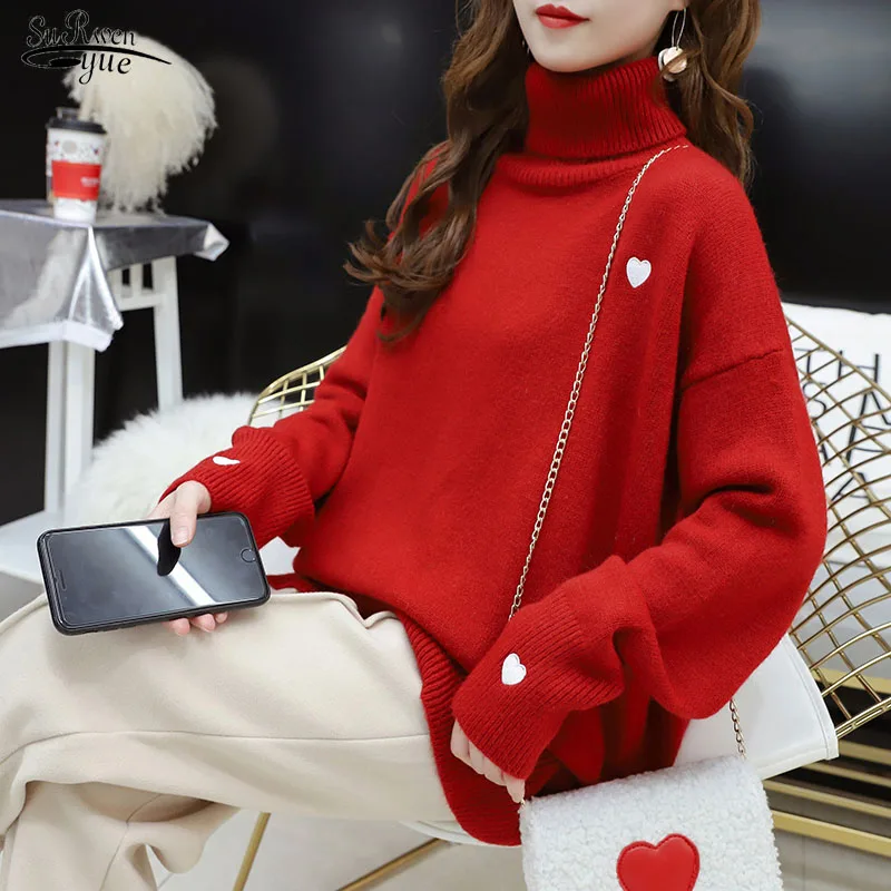 

Autumn and Winter New Women's Wear Korean Loose High Collar Sweater Top 2020 New Thickened and Bottomed Sweater Pull Femme 11867