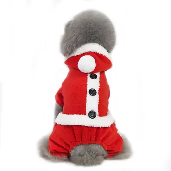 

Pet dog Christmas Clothes Warm Santa Dog Costumes Soft Puppy Cats Pants Jumpsuit Dress Apparel for Yorkie Teddy