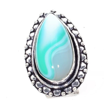 

Genuine Botswana Agate Ring Silver Overlay over Copper, Hand made Jewelry women Gift USA Size 7.25