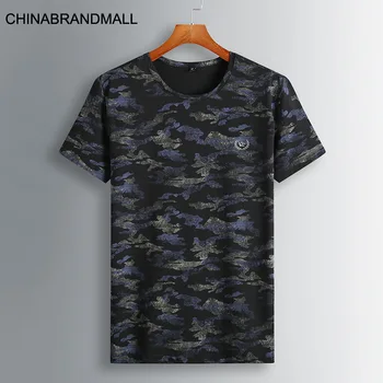 

Male Plus Fat Plus Size Short Sleeve Male Fat Man Leisure Camouflage Printing Round Neck Short Sleeve T Shirt Tide