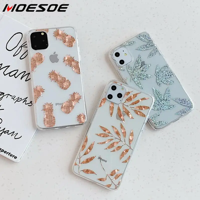 MOESOE Прозрачная мягкая Гальваническая задняя крышка для iPhone 11 Pro Max XR XS 7 8 Plus X