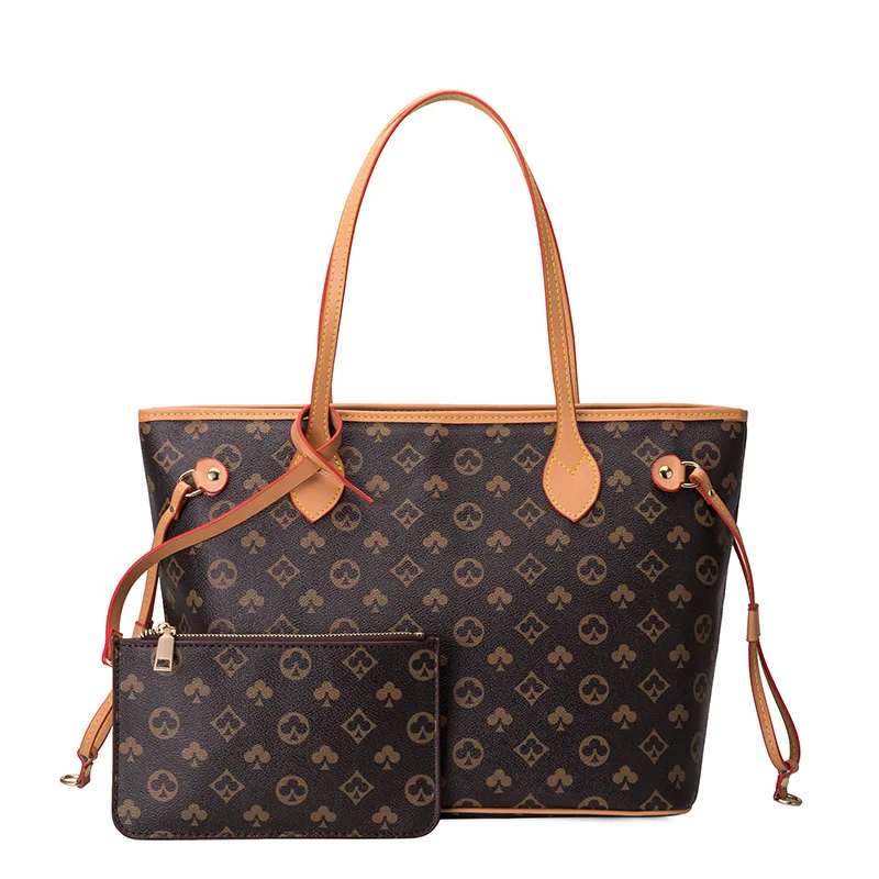 

Classic Large Handbags With Pouch Brand Designer Checkerboard Women Shoulder Bags Vintage Flower Print Tote Bag Shopping Bag New