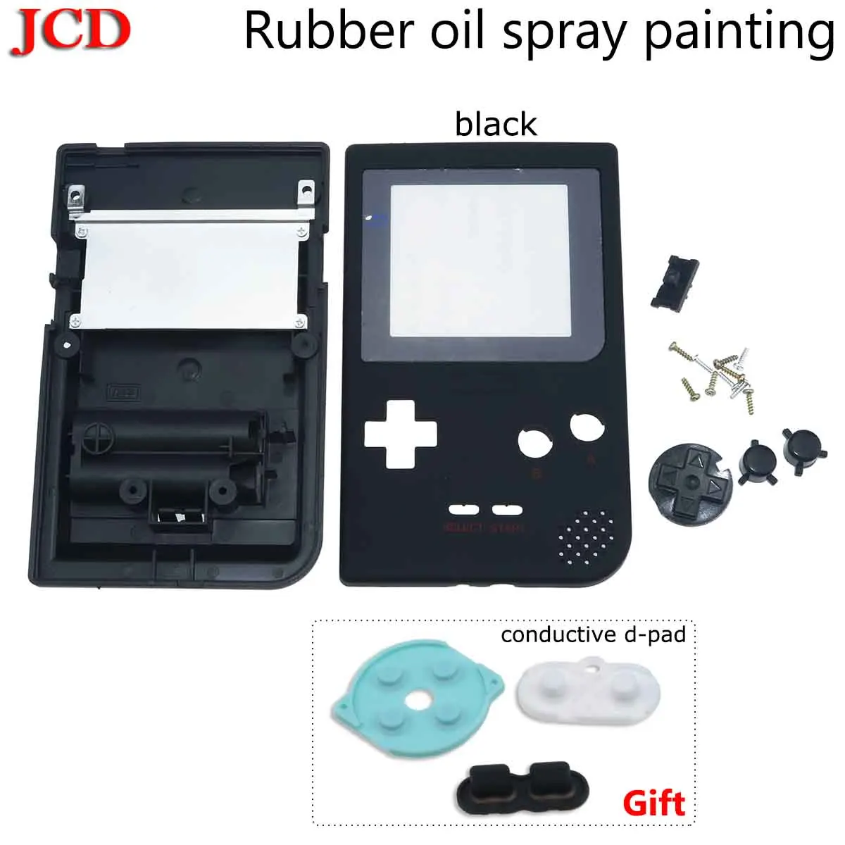 JCD полный Чехол Корпус Замена для Gameboy Карманная игровая консоль для GBP Оболочка Чехол с кнопками проводящий d-pad - Цвет: black