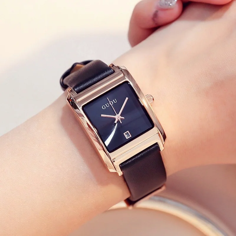 

Square watch simple temperament women's fashion quartz watch belt trend calendar ladies watch women