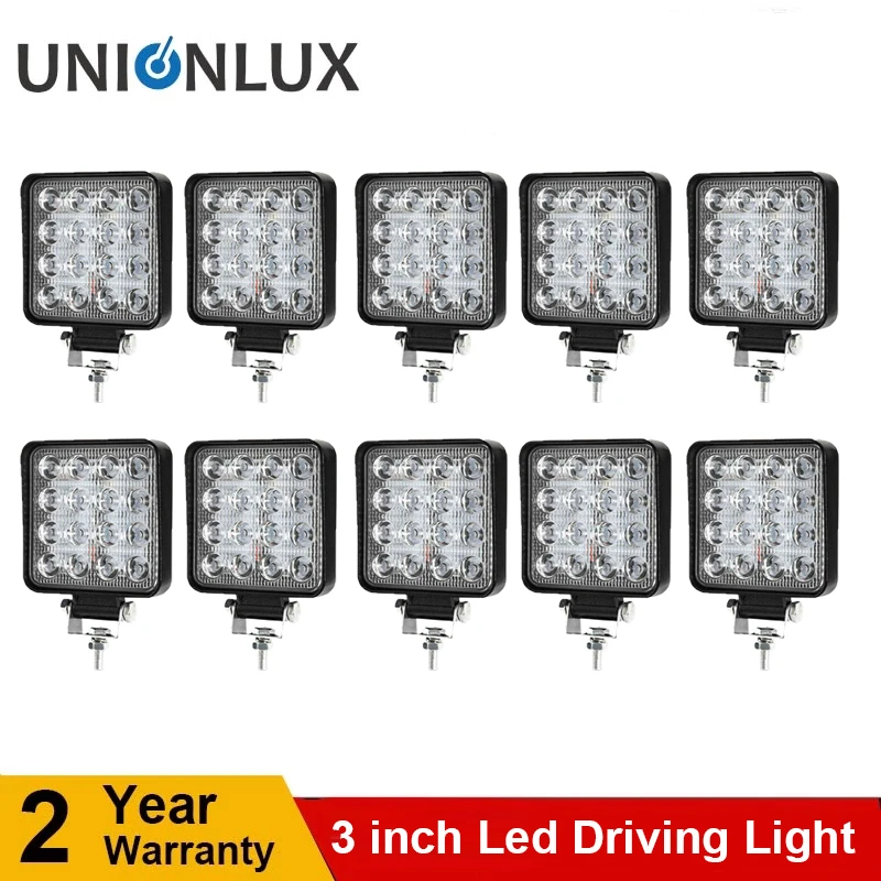 

10pcs 48W LED Work Light Bar Spot Beam Car SUV Off-Road Driving Fog Lamp 12V 24V 3inch Working Light For Turck 4x4 Boats