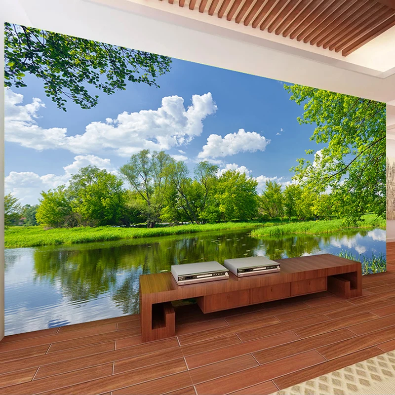 Nature Park Lake Green Tree Wallpaper Mural nature park lake green tree wallpaper mural 02