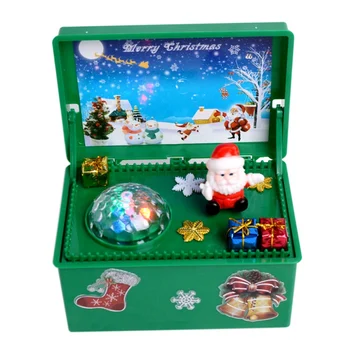 

Large Christmas Music Box Glowing In The Dark With Snow Globe Santa Claus Plastic Music Box Christmas Gift For Children Toy